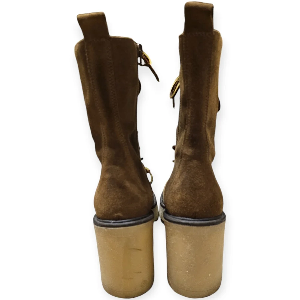 FREE PEOPLE Lace Up DYLAN Suede/Leather Chunky Heel Boot
